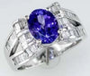 Estate 2.95Ct Diamond & AAA Tanzanite 14Kt White Gold Oval & Baguette Engagement Ring