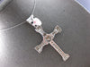 EXTRA LARGE .60CT CZ 14KT WHITE GOLD CROSS FLEXIBLE CROSS BAMBOO DESIGN PENDANT
