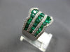 LARGE 3.85CT DIAMOND & AAA EMERALD 18KT WHITE GOLD 3D MULTI ROW FUN RING #28047