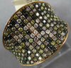 LARGE 1.42CT MULTI COLOR DIAMOND 18KT ROSE GOLD 3D MULTI ROW DOME SHAPE FUN RING