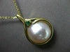 ESTATE .10CT AAA EMERALD & AAA MABE PEARL 14KT YELLOW GOLD PENDANT W/ CHAIN #330