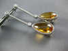 EXTRA LARGE 24.75CT DIAMOND & AAA CITRINE 14K WHITE GOLD FLOWER HANGING EARRINGS