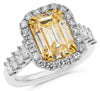 LARGE 5.4CT WHITE & FANCY YELLOW DIAMOND 18K 2 TONE GOLD CLASSIC ENGAGEMENT RING