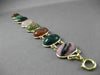 ANTIQUE LARGE JADE CARNELIAN ONYX 14K YELLOW GOLD OVAL DOUBLE ROW BRACELET 23386