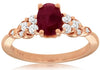ESTATE 1.15CT DIAMOND & AAA RUBY 14KT ROSE GOLD 3D OVAL & ROUND ENGAGEMENT RING