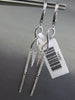 ESTATE .28CT DIAMOND 14KT WHITE GOLD 3D CLASSIC INFINITY BAR HANGING EARRINGS