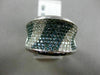 ESTATE LARGE 1.62CT WHITE BLUE DIAMOND 14K WHITE GOLD MULTI ROW CONCAVE FUN RING
