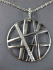 ESTATE LARGE .21CT DIAMOND 18KT WHITE GOLD CIRCULAR CRISS CROSS WEB FUN PENDANT