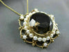 ANTIQUE LARGE 35CT SMOKY TOPAZ & SOUTH SEA PEARL 14KT YELLOW GOLD PENDANT BROOCH