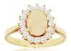 1.33CT DIAMOND & AAA OPAL 14KT YELLOW GOLD 3D OVAL FLOWER FRIENDSHIP LOVE RING