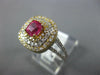ESTATE WIDE 1.64CT DIAMOND & AAA SAPPHIRE 14K 2 TONE GOLD SQUARE ENGAGEMENT RING