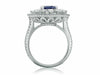 GIA CERTIFIED 5.98CT DIAMOND & AAA SAPPHIRE 18KT WHITE GOLD OVAL ENGAGEMENT RING
