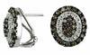 1.34CT WHITE & CHOCOLATE FANCY DIAMOND 14KT WHITE GOLD 3D OVAL CLIP ON EARRINGS
