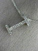 .22CT ROUND DIAMOND 18K WHITE GOLD 3D CLASSIC "I" INITIAL FLOATING PENDANT #8965
