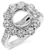 LARGE 2.40CT DIAMOND 14KT WHITE GOLD 3D HALO FLOWER SEMI MOUNT ENGAGEMENT RING