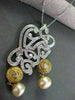 ANTIQUE LARGE 2.90CT DIAMOND 18KT W&Y GOLD GOLDEN SOUTH SEA PEARL PIN & PENDANT