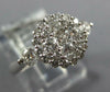 ESTATE 0.85CT DIAMOND 18KT WHITE GOLD 3D ROUND CLUSTER HALO FLOWER LOVE RING