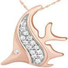 ESTATE 0.05CT DIAMOND 14KT ROSE GOLD 3D HAPPY FISH LUCKY FLOATING PENDANT