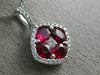 ESTATE 2.10CT DIAMOND & AAA RUBY 18KT WHITE GOLD SQUARE FLOWER FLOATING PENDANT