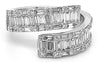 WIDE 1.43CT DIAMOND 18KT WHITE GOLD 3D ROUND & BAGUETTE CRISS CROSS SNAKE RING