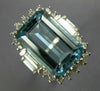 EXTRA LARGE 10.99CT DIAMOND & AAA AQUAMARINE 14KT WHITE GOLD ENGAGEMENT RING