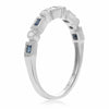 ESTATE .24CT DIAMOND & AAA SAPPHIRE 14KT WHITE GOLD 3D FILIGREE ANNIVERSARY RING