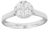 ESTATE .50CT DIAMOND 14KT WHITE GOLD 3D ROUND CLUSTER INVISIBLE FLOWER LOVE RING