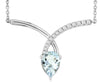 1.04CT DIAMOND & AAA AQUAMARINE 14KT WHITE GOLD PEAR SHAPE & ROUND LOVE NECKLACE