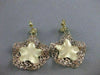 ESTATE LARGE 14K ROSE YELLOW GOLD HANGING STAR FILIGREE HOOP EARRINGS 38MM #2682