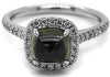 2.12CT DIAMOND & AAA GREEN SAPPHIRE 18KT WHITE GOLD 3D CABOCHON ENGAGEMENT RING