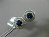 ESTATE LARGE 2.80CT DIAMOND & AAA SAPPHIRE 14KT WHITE GOLD ROUND HALO EARRINGS