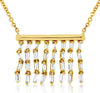 ESTATE .37CT DIAMOND 14KT YELLOW GOLD BAGUETTE MULTI ROW CHANDELIER BAR NECKLACE