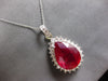 EXTRA LARGE 14.07CT DIAMOND & AAA RUBY 14KT WHITE GOLD 3D HALO PENDANT #28018