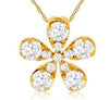ESTATE .50CT DIAMOND 14KT YELLOW GOLD CLASSIC FLOWER MULTI LEAF FLOATING PENDANT