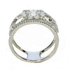 WIDE .73CT DIAMOND 18KT WHITE GOLD 3D ROUND & BAGUETTE CLUSTER ANNIVERSARY RING
