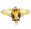 1.43CT DIAMOND & AAA CITRINE 14K YELLOW GOLD 3D CUSHION & ROUND 5 STONE FUN RING