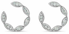 ESTATE .65CT DIAMOND 18K WHITE GOLD 3D MARQUISE SHAPE FILIGREE CIRCULAR EARRINGS