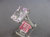 LARGE 8.3CT DIAMOND & AAA KUNZITE 18KT WHITE GOLD 3D EMERALD CUT ENGAGEMENT RING
