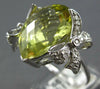 LARGE 10.94CT DIAMOND & LEMON QUARTZ 14KT WHITE GOLD PEAR SHAPE DOUBLE BOW RING