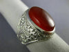 ESTATE EXTRA LARGE 925 STERLING SILVER AAA RED AGATE FILIGREE MENS RING #26550