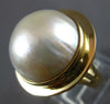 ESTATE LARGE AAA MABE PEARL 18K YELLOW GOLD 3D CIRCULAR CLASSIC LOVE RING #27177