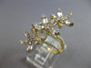 LARGE .94CT DIAMOND 14KT YELLOW GOLD 3D ROUND & BAGUETTE MULTI FLOWER FUN RING