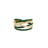ESTATE WIDE 1.06CT DIAMOND & AAA EMERALD 18KT YELLOW GOLD CRISS CROSS FUN RING