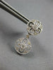 ESTATE .52CT DIAMOND 14KT WHITE GOLD CIRCULAR FLOWER FILIGREE HANGING EARRINGS