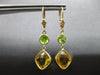 LARGE 7.80CT AAA CITRINE & AAA PERIDOT 14K YELLOW GOLD LEVERBACK EARRINGS #27904