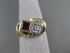 ANTIQUE .95CT OLD MINE DIAMOND & RUBELLITE 14K 2 TONE GOLD SWIRL MENS RING 19295