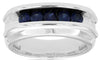ESTATE .92CT AAA SAPPHIRE 14K WHITE GOLD ROUND 5 STONE CHANNEL CLASSIC MENS RING
