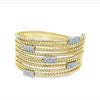 EXTRA LARGE .89CT DIAMOND 18KT 2 TONE GOLD MULTI ROW CRISS CROSS BANGLE BRACELET