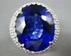 ESTATE EXTRA LARGE 15.0CT DIAMOND & AAA TANZANITE 18KT WHITE GOLD OVAL PAVE RING