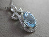ESTATE LARGE 3.56CT DIAMOND & AQUAMARINE 18K WHITE GOLD 3D HALO FLOATING PENDANT